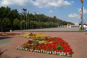 Village Way: The student Village shines in under the blue sky's in Kazan.