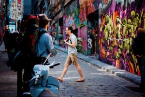 People admiring the art in Hosier Lane / photo by SalTheColourGreek via Flickr.com