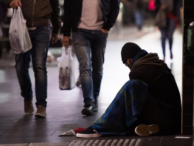 Homeless people in Melbourne CBD. Source: Herald Sun