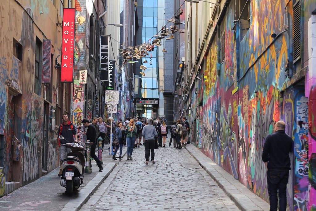 Iconic Hosier Lane in Melbourne