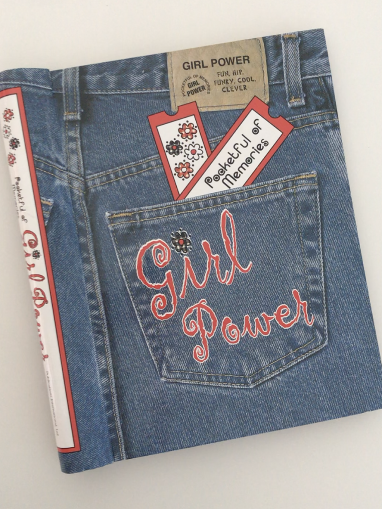 Picture of a childhood diary titled "Girl Power: Pocketful of memories"