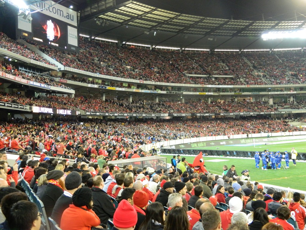 More than 95,000 fans packed the MCG for the Liverpool match The City