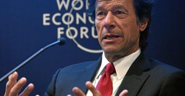 Pakistan prime minister-elect Imran Khan speaking at the World Economic Forum